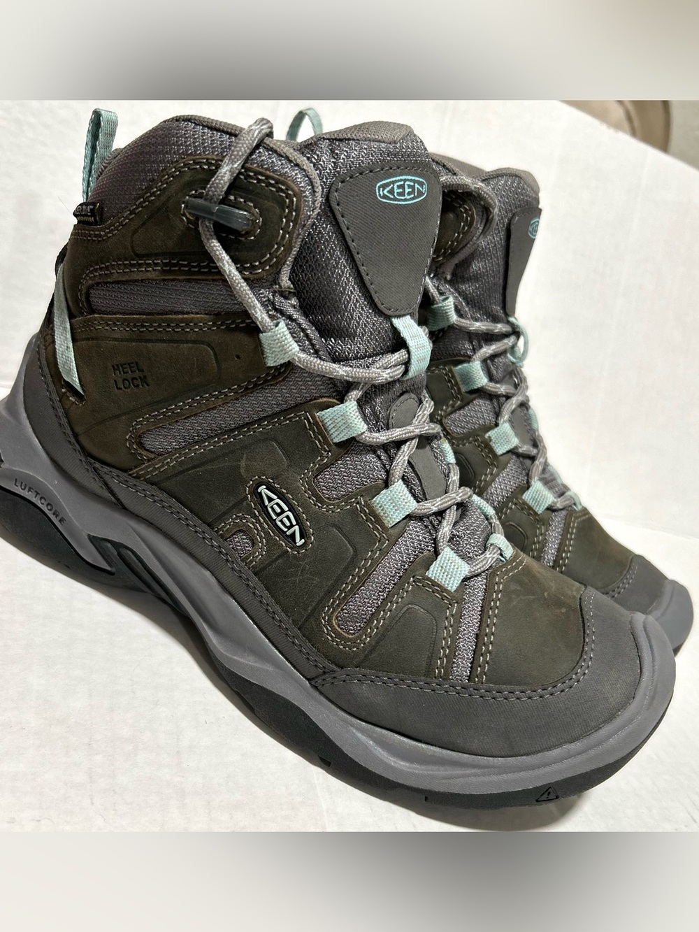 Keen Women's Hiking Boots in Olive with Mint Accents